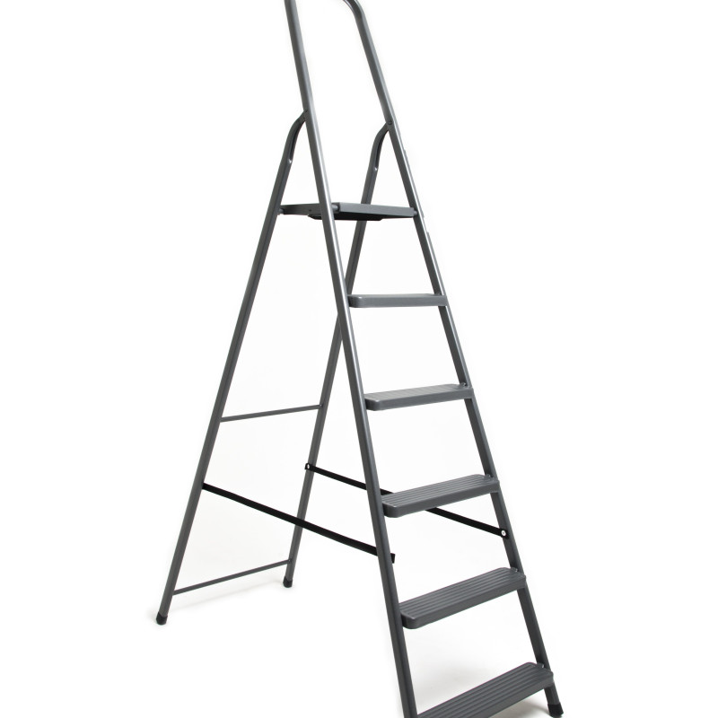 Стремянка стальная Меткас STD6-125, односторонняя, 6 ступеней, 125 кг, 1.97 м