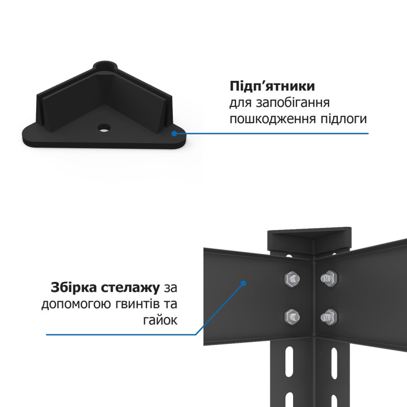 Стеллаж Эталон 1800х700х400 Меткас 175 кг/полку, 5 полок, МДФ, крашенный, металлический
