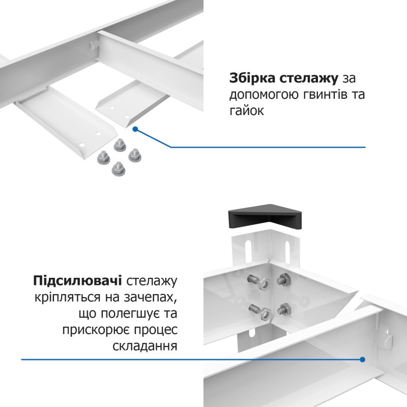 Стеллаж Эталон Е251 1800х900х500 Меткас, 175 кг/полку, 5 полок, ДСП, крашенный, металлический