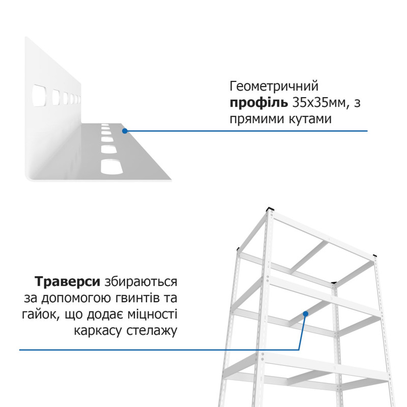 Стеллаж Эталон Е251 1800х900х500 Меткас, 175 кг/полку, 5 полок, ДСП, крашенный, металлический