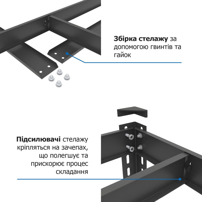 Стеллаж Эталон 1800х700х400 Меткас 175 кг/полку, 5 полок, МДФ, крашенный, металлический