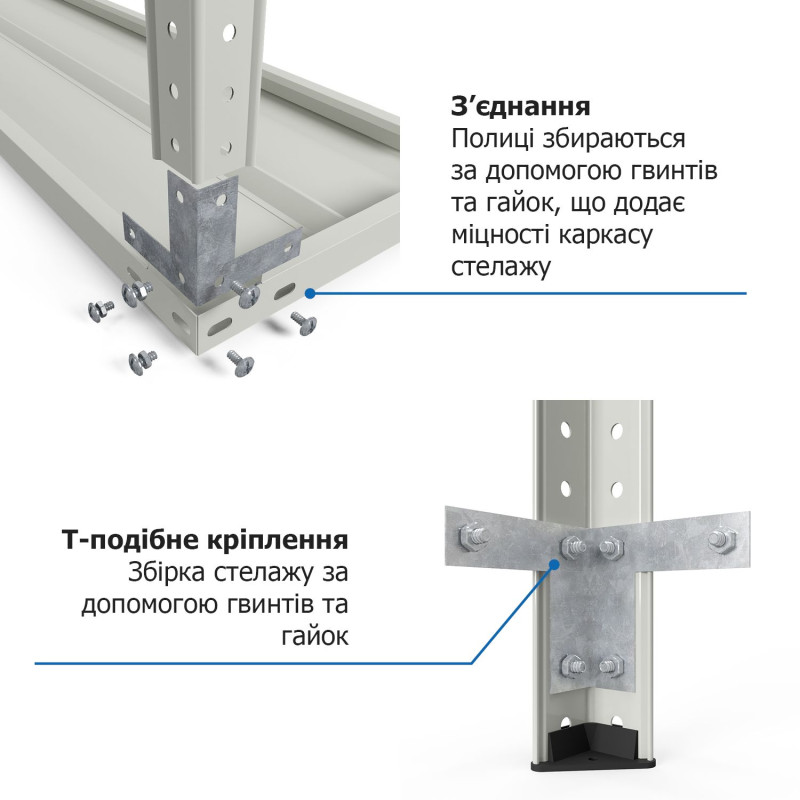 Стеллаж Атлант КС 2000х1200х300 Меткас, 150 кг/полку, 5 полок, крашенный, металлический